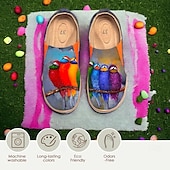 cheap Women&#039;s Sneakers-Women&#039;s Sneakers Flats Slip-Ons Print Shoes Slip-on Sneakers Daily Travel Bird Painting Flat Heel Vacation Casual Comfort Canvas Loafer Light Red Blue Green