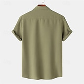 economico camicia da uomo con bottoni-Per uomo Camicia Camicia Estiva Camicia casual Camicia da Spiaggia Camicia con Bottoni Bianco Verde chiaro Blu marino Blu Viola Manica Corta Semplice Bavero Vacanza Camicia hawaiana Tasca