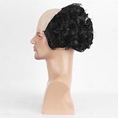 voordelige Feestpruiken-Korte Bruine Oude Mannen Pruik Fluffy Kale Hoofdpruik Synthetische Cosplay Pruiken Halloween Pruiken
