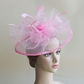 billige Bryllupshodeplagg-fascinators Hatter Hodeplagg organza Fedora Solhatt Topplue Hesteløp cocktail Elegant Årgang Med Fjær Sløyfer Hodeplagg Hodeplagg