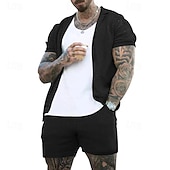 abordables camisa con botones para hombre-Hombre Camisa Conjunto de camisa Camisa de verano Camisa casual Camisa de playa Abotonar la camisa Negro Blanco Azul Real Gris Ligero Azul claro Manga Corta Plano Diseño Vacaciones Hawaiano Malla Ropa