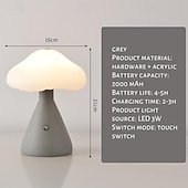 baratos Candeeiros de mesa-Lâmpada de cogumelo regulável portátil para quarto, lâmpada de cabeceira led com carregamento usb, luz noturna sem fio para decoração de casa