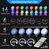 cheap Underwater Lights-2pcs Rechargeable Submersible Pool Lights with Remote, Swimming Floating Lights IP68 Waterproof  Underwater Color Changing Led Floating Lights for Hot Tub Bath