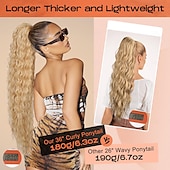 cheap Ponytails-Drawstring Ponytail Extension Long Lightweight Full Natural Curly Fake Pony Tail Multi Layered Soft Clip in Hair Extensions Ponytail Synthetic Hairpiece