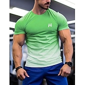 economico T-shirt e canotte attive da uomo-Per uomo maglietta Maglietta sportiva Girocollo Manica corta Sportivo Da mare Casual / quotidiano Palestra Asciugatura rapida Traspirante Gradiente Giallo Rosso Abbigliamento sportivo Di tendenza