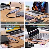 cheap USB Hubs-4/7/8 In 1 USB3.0 Type C Extender Hub Docking Station Multi USB Splitter Multiport Adapter USB 3.0 2.0 TF SD Reader Slot For for Mac Pro Mini iPad Pro Surface Pro lash Drive Mobile HDD
