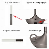 economico Lampade da tavolo-Lampada da tavolo senza fili in alluminio touch a forma di candela con dimmer touch di tipo C ricaricabile lampada da tavolo per interni camera da letto soggiorno decorazione