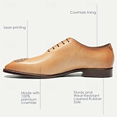 baratos Sapatos Sociais Clássicos-sapatos oxford masculinos premium de couro de vaca - sapatos sociais vintage brogue com cadarço e detalhes gravados intrincados para ocasiões formais