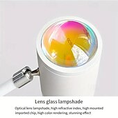 economico Lampada proiettore tramonto-lampada da notte a led con effetto increspatura dell&#039;acqua, atmosfera rgb con telecomando, proiezione arcobaleno al tramonto per soggiorno, camera da letto, comodino, doppia testa, lampada da tavolo moderna 1 pz