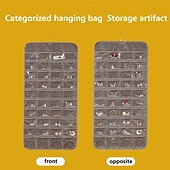 economico Portagioie e porta trucchi-borsa organizer per gioielli sospesi con 80 tasche - gancio girevole su entrambi i lati per collane, orecchini, custodia espositiva a parete antipolvere per accessori