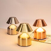 economico Lampade da tavolo-Lampada da tavolo a forma di fungo da 5,5&quot; in metallo ricaricabile con lampada da scrivania per atmosfera da camera da letto interna con regolazione a 3 colori