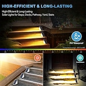 Недорогие Наземные огни-Солнечные фонари на террасе с датчиком движения, светильники для ступенек, водонепроницаемые уличные светильники для ступенек, автоматическое включение/выключение солнечных фонарей для ступенек, лестниц, крыльцо, двор, патио, дорожка, украшение