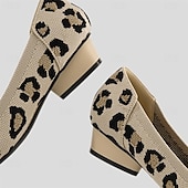 abordables Block Heels-Femme Chaussures à Talons Grandes Tailles Chaussures Flyknit Extérieur Travail du quotidien Léopard Talon hétérotypique Bout pointu Classique Décontractées Confort Marche Tricot Mocassins Léopard