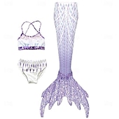 economico Costume da bagno a sirena-Bambino Da ragazza Tre pezzi Costume da bagno da sirena Costumi da bagno Esterno Bilance Costumi da bagno 2-12 anni Estate Bianco Giallo