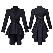 billiga Ytterkläder-Punk och gotiskt Medeltida kostymer Renässans Kappa Cosplay-kostym Trenchcoat Ren Faire häxa Goth-tjej Solid färg Dam Kunglig Steampunk Valborgsmässoafton Halloween Karnival Maskerad Fest Dagliga