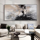 preiswerte Abstrakte Gemälde-Handgefertigtes Ölgemälde auf Leinwand, Wandkunst, Dekoration, schwarz-weiß, modernes, einfaches, handgemaltes, abstraktes, dekoratives Bild für Zuhause, Wohnzimmer, gerolltes, rahmenloses,