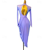 abordables robe de compétition-Danse latine Robe Ceinture en étoffe Femme Fille Utilisation Entraînement manche longue Taille haute Spandex Tulle