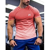economico T-shirt e canotte attive da uomo-Per uomo maglietta Maglietta sportiva Girocollo Manica corta Sportivo Da mare Casual / quotidiano Palestra Asciugatura rapida Traspirante Gradiente Giallo Rosso Abbigliamento sportivo Di tendenza