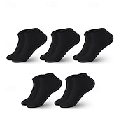 preiswerte Herrensocken-Herren 5er Pack Mehrfachpackungen Socken Socken Stricken Laufsport Socken Freizeitsocken Versteckte Socken Strumpfwaren Schwarz Weiß Farbe Glatt Sport &amp; Natur Casual Täglich Grundlegend Mittel