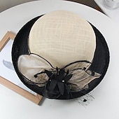 levne Fascinátory-Fascinátory Klobouky Doplňky do vlasů Polyester Organza Kbelík Slamák Sluneční klobouk Ležérní Dovolená Elegantní Vinobraní S Peří Mašličky Přílba Pokrývky Hlavy