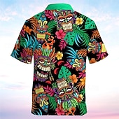 economico Stampa Vintage Retrò-Per uomo Totem Camicia Camicia hawaiana Camicia Aloha Manica corta Camicia Collo ripiegabile Festività Hawaiano Esterno Da mare Hawaiano Blu Fucsia Verde S M L