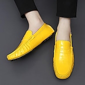 preiswerte Herrenpantoletten &amp; -slipper-Herren Loafer &amp; Slip On Mokkasin Penny Loafers Loafer fahren Wanderschuhe Geschäftlich Brautkleider schlicht Britischer Gentleman PU Rutschfest Halbschuhe Schwarz Weiß Gelb Herbst