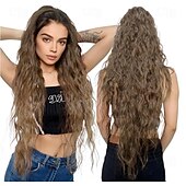 זול קוקו-הארכת קוקו ארוך גלי שרוך תוספות קוקו רך יותר מצית ייבוא קליפ סינטטי בתוספות שיער פריט שיער במראה טבעי לנשים