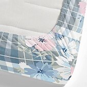abordables Sábanas y funda de almohada-Juego de sábanas ajustables con patrón de primavera a rayas florales 100% algodón, sábanas sedosas y transpirables ultra suaves, sábanas con bolsillos profundos, tamaño queen king de 3 piezas