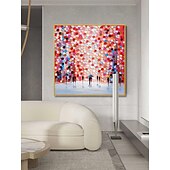 voordelige Schilderijen van landschappen-met de hand geschilderd abstract landschap schilderij op canvas 3D-getextureerde muurkunst muurdecor woonkamer zachte kleur getextureerde bloemlandschap roze olieverfschilderij muurkunst lentedecor