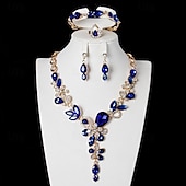 economico Parure di gioielli-Set di gioielli 4 pezzi Vetro Lega Anelli Orecchini Collane Bracciali Per donna Elegante Vintage Moda geometrico Di forma geometrica Parure di gioielli Per Matrimonio Feste Invitati del matrimonio