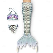 economico Costume da bagno a sirena-Bambino Da ragazza Tre pezzi Costume da bagno da sirena Costumi da bagno Esterno Bilance Costumi da bagno 2-12 anni Estate Bianco Giallo
