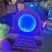 cheap Light Up Toys-Atlantis Stargate Mirror LED Night Light Star Gate 3D Time Tunnel Ring Mirror Movie Replica Model Cospaly Halloween Party Prop Resin Collectable Toy Home Decor Ornament Gift