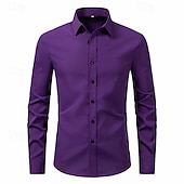 preiswerte Bügelfreie Herrenhemden-Herren Hemd Sommerhemd Freizeithemd Strandhemd Knopfhemd Schwarz Weiß Rosa Wein Marineblau Langarm Einfach Revers Urlaub Hawaiianisch Button-Down Bekleidung Polyester Mode Lässig Bequem