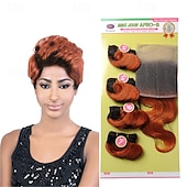halpa Aidot ja kiharat hiustenpidennykset-kudehiukset kudos afro-b 13*4 etupitsi hiukset neitsyt hiukset 4 nippua/pakkaus body wave blondi musta ruskea pidennykset