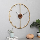 abordables Detalles para la pared-Reloj de pared artístico grande y moderno, reloj de pared grande, decoración artística, relojes de pared, decoración de oficina, minimalista, metal negro para cocina, dormitorio, negro, 60cm