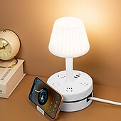abordables electrodomésticos-Portalámparas de escritorio, lámpara de escritorio LED, luz de noche junto a la cama con enchufe que se puede utilizar en múltiples funciones. 3 tipos de luces ajustables. 3 * enchufe 2 * interfaz usb