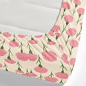 baratos Lençóis e fronhas-feliz dia das mães 100% algodão rosa primavera padrão conjunto de lençóis ultra macios e respiráveis lençóis de seda lençóis de cama com bolso profundo 3 peças queen king size