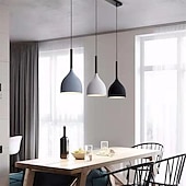 economico Luci a sospensione-Lampada a sospensione a forma di lacrima in metallo 3 lampadine illuminazione a soffitto da pranzo con baldacchino lineare in nero lampadario per sala da pranzo, soggiorno, isola cucina luci sospese