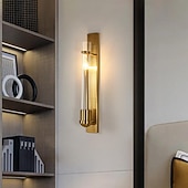cheap LED Wall Lights-Wall Lamp Indoor Metal Glass Light Luxury Creative Living Room Tv Wall Background Wall Bedside Warm Light 1-Light 60*8*10Cm 110-120V 220-240V
