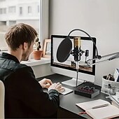 cheap Microphones-Podcast Equipment Bundle BM-800 Podcast Microphone Bundle With V8 Sound Card Condenser Studio Microphonefor Laptop Computer Vlog Living Broadcast Live Streaming