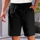 baratos Calções Estilo Casual-Homens Calção Shorts casuais Bolsos Com Cordão Cintura elástica Tecido Conforto Curto Ao ar livre Diário Casual Boho Preto Branco
