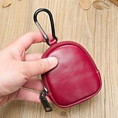 お買い得  メンズバッグ-男性用 女性用 ウォレット 小銭入れ 牛革 クリスマス バレンタイン ジッパー ライトウェイト 耐久 純色 ライトブラウン ダークブラウン ブラック