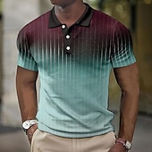 cheap Men&#039;s Color Block Polo-Men&#039;s Plaid Waffle Polo Shirts Golf Shirt Short Sleeve Polo Shirts Collared Shirts Vintage Casual Vacation Wear Formal Wear Festival Wear Buttons 3D Print Light Yellow Light Pink Black-White