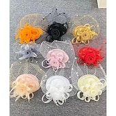 billige Coiffer-fascinators Hodeplagg Nett slørhatt Bryllup Damenes dag Med Kasket Blomster Hodeplagg Hodeplagg