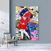 cheap People Paintings-Banksy Style Astronaut oil painting Pop Art Graffiti art Oil Painting 100% HandMade street art Oil Painting Astronaut pop art Oil Painting