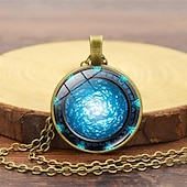 abordables Articles de fête-Collier pendentif stargate atlantis time pour femmes, cent bijoux d&#039;appariement, chaîne de pull rétro