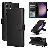 Χαμηλού Κόστους Samsung Θήκη-τηλέφωνο tok Για Samsung Galaxy S24 S23 S22 S21 Ultra Plus A54 A34 A14 Σημείωση 20 10 S25 Ultra Θήκη κάρτας πορτοφολιού με λουράκι καρπού Σταντ ποδηλάτου Υποδοχή κάρτας Ρετρό TPU PU δέρμα