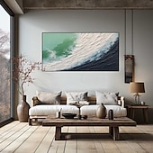 preiswerte Landschaftsgemälde-handgemaltes abstraktes, minimalistisches Strand-Acrylgemälde auf Leinwand, handgefertigt, große Wandkunst, Textur, Ozeanwellengemälde, individuelles Wabi-Sabi-Gemälde, Wanddekoration