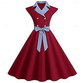 ieftine Rochii-Retro / vintage 1950 rockabilly Rochii Rochie leagăn Buline Pentru femei Carnaval Mascaradă Purtare Zilnică Petrecerea Burlăcițelor Adulți Rochie Rochii de acasă