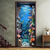 levne Garážové a dveřní bannery-podvodní jeskyně dveřní kryty dveří gobelín dveřní záclona dekorace pozadí dveřní prapor pro přední dveře statek dovolená party dekor zásoby